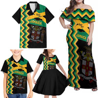 Custom Jamaica Football Family Matching Off Shoulder Maxi Dress and Hawaiian Shirt Go Reggae Boyz - Wonder Print Shop