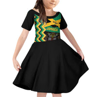Custom Jamaica Football Family Matching Off Shoulder Short Dress and Hawaiian Shirt Go Reggae Boyz - Wonder Print Shop