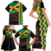Custom Jamaica Football Family Matching Short Sleeve Bodycon Dress and Hawaiian Shirt Go Reggae Boyz - Wonder Print Shop