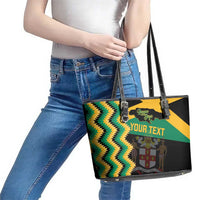 Custom Jamaica Football Leather Tote Bag Go Reggae Boyz - Wonder Print Shop