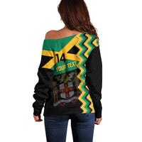 Custom Jamaica Football Off Shoulder Sweater Go Reggae Boyz - Wonder Print Shop