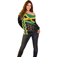 Custom Jamaica Football Off Shoulder Sweater Go Reggae Boyz - Wonder Print Shop