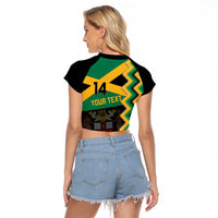 Custom Jamaica Football Raglan Cropped T Shirt Go Reggae Boyz - Wonder Print Shop