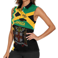 Custom Jamaica Football Women Sleeveless Polo Shirt Go Reggae Boyz - Wonder Print Shop