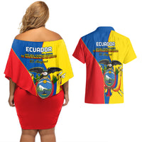Ecuador Couples Matching Off Shoulder Short Dress and Hawaiian Shirt Ecuadorian Independence Day 10 August Proud - Wonder Print Shop