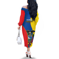 Ecuador Off The Shoulder Long Sleeve Dress Ecuadorian Independence Day 10 August Proud - Wonder Print Shop