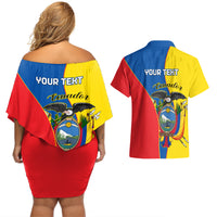 Custom Ecuador Couples Matching Off Shoulder Short Dress and Hawaiian Shirt Ecuadorian Independence Day 10 August Proud - Wonder Print Shop