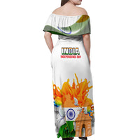 India Off Shoulder Maxi Dress Swatantra Diwas Happy Indian Independence Day - Wonder Print Shop