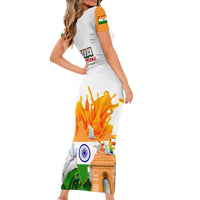 India Short Sleeve Bodycon Dress Swatantra Diwas Happy Indian Independence Day - Wonder Print Shop