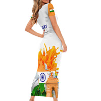 Custom India Short Sleeve Bodycon Dress Swatantra Diwas Happy Indian Independence Day - Wonder Print Shop