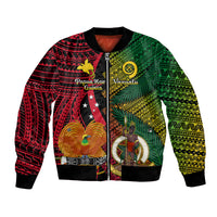Vanuatu and Papua New Guinea Bomber Jacket Vanuatuan With PNG Polynesian Pattern - Wonder Print Shop