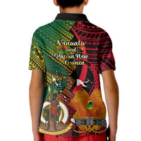 Vanuatu and Papua New Guinea Kid Polo Shirt Vanuatuan With PNG Polynesian Pattern - Wonder Print Shop