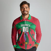 Dominica Basketball Custom Long Sleeve Polo Shirt Sisserou Parrot Sporty Style