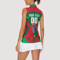 Dominica Basketball Custom Women Sleeveless Polo Shirt Sisserou Parrot Sporty Style