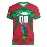 Dominica Basketball Custom Women V-Neck T-Shirt Sisserou Parrot Sporty Style