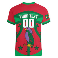 Dominica Basketball Custom Women V-Neck T-Shirt Sisserou Parrot Sporty Style