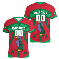 Dominica Basketball Custom Women V-Neck T-Shirt Sisserou Parrot Sporty Style
