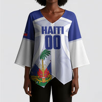 Haiti Basketball Custom Kimono Sleeve Blouse Ayiti Coat Of Arms White Sporty Style