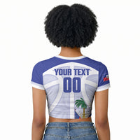 Haiti Basketball Custom Raglan Cropped T shirt Ayiti Coat Of Arms White Sporty Style