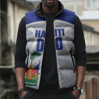 Haiti Basketball Custom Sleeveless Puffer Jacket Ayiti Coat Of Arms White Sporty Style