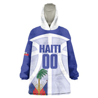 Haiti Basketball Custom Wearable Blanket Hoodie Ayiti Coat Of Arms White Sporty Style