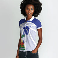 Haiti Basketball Custom Women Polo Shirt Ayiti Coat Of Arms White Sporty Style