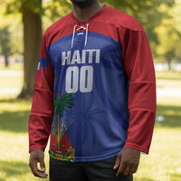 Haiti Basketball Custom Hockey Jersey Ayiti Coat Of Arms Blue Sporty Style