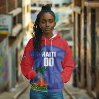 Haiti Basketball Custom Hoodie Ayiti Coat Of Arms Blue Sporty Style