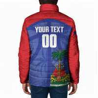Haiti Basketball Custom Padded Jacket Ayiti Coat Of Arms Blue Sporty Style