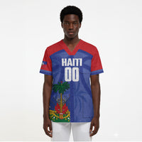 Haiti Basketball Custom Scrub Top Ayiti Coat Of Arms Blue Sporty Style