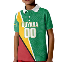 Guyana Basketball Custom Kid Polo Shirt Tropical Leaves Flag Style