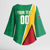 Guyana Basketball Custom Kimono Sleeve Blouse Tropical Leaves Flag Style