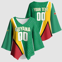 Guyana Basketball Custom Kimono Sleeve Blouse Tropical Leaves Flag Style