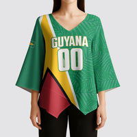 Guyana Basketball Custom Kimono Sleeve Blouse Tropical Leaves Flag Style
