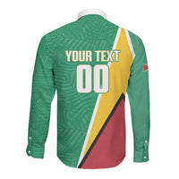 Guyana Basketball Custom Long Sleeve Button Shirt Tropical Leaves Flag Style