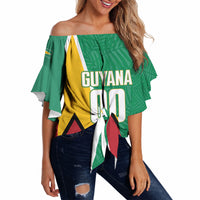 Guyana Basketball Custom Off Shoulder Wrap Waist Top Tropical Leaves Flag Style