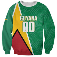 Guyana Basketball Custom Sweatshirt Tropical Leaves Flag Style