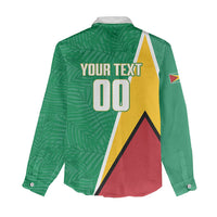 Guyana Basketball Custom Women Casual Shirt Tropical Leaves Flag Style