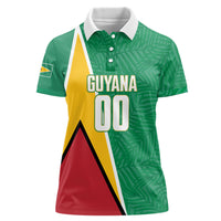 Guyana Basketball Custom Women Polo Shirt Tropical Leaves Flag Style