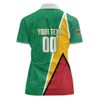 Guyana Basketball Custom Women Polo Shirt Tropical Leaves Flag Style