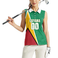 Guyana Basketball Custom Women Sleeveless Polo Shirt Tropical Leaves Flag Style