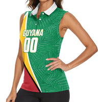 Guyana Basketball Custom Women Sleeveless Polo Shirt Tropical Leaves Flag Style