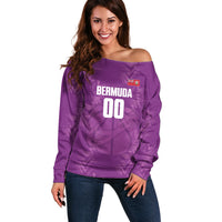 Bermuda Basketball Custom Off Shoulder Sweater Bermudian Map Sporty Style