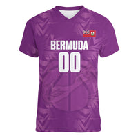 Bermuda Basketball Custom Women V-Neck T-Shirt Bermudian Map Sporty Style