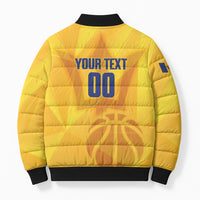 Barbados Basketball Custom Bomber Puffer Jacket Barbadian Trident Yellow Version
