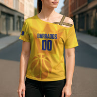 Barbados Basketball Custom Cross Shoulder Shirt Barbadian Trident Yellow Version