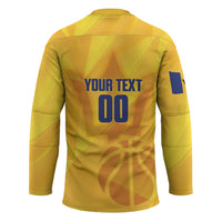 Barbados Basketball Custom Hockey Jersey Barbadian Trident Yellow Version