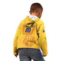 Barbados Basketball Custom Kid Hoodie Barbadian Trident Yellow Version