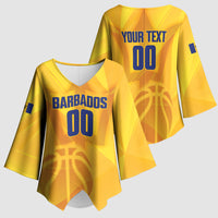 Barbados Basketball Custom Kimono Sleeve Blouse Barbadian Trident Yellow Version