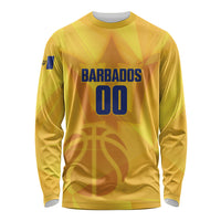Barbados Basketball Custom Long Sleeve Shirt Barbadian Trident Yellow Version